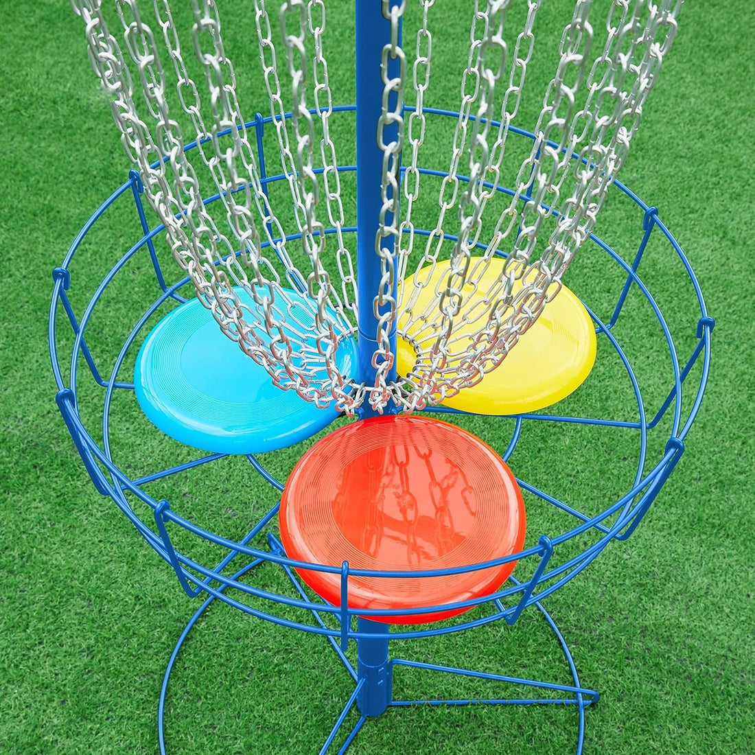 Portable Disc Golf Basket Target Disc Sports 12-Chain Practice Disc Golf Target Steel Hole Disc Golf Goals Catcher Indoor &amp; Outdoor, Blue/Red/Orange/Black