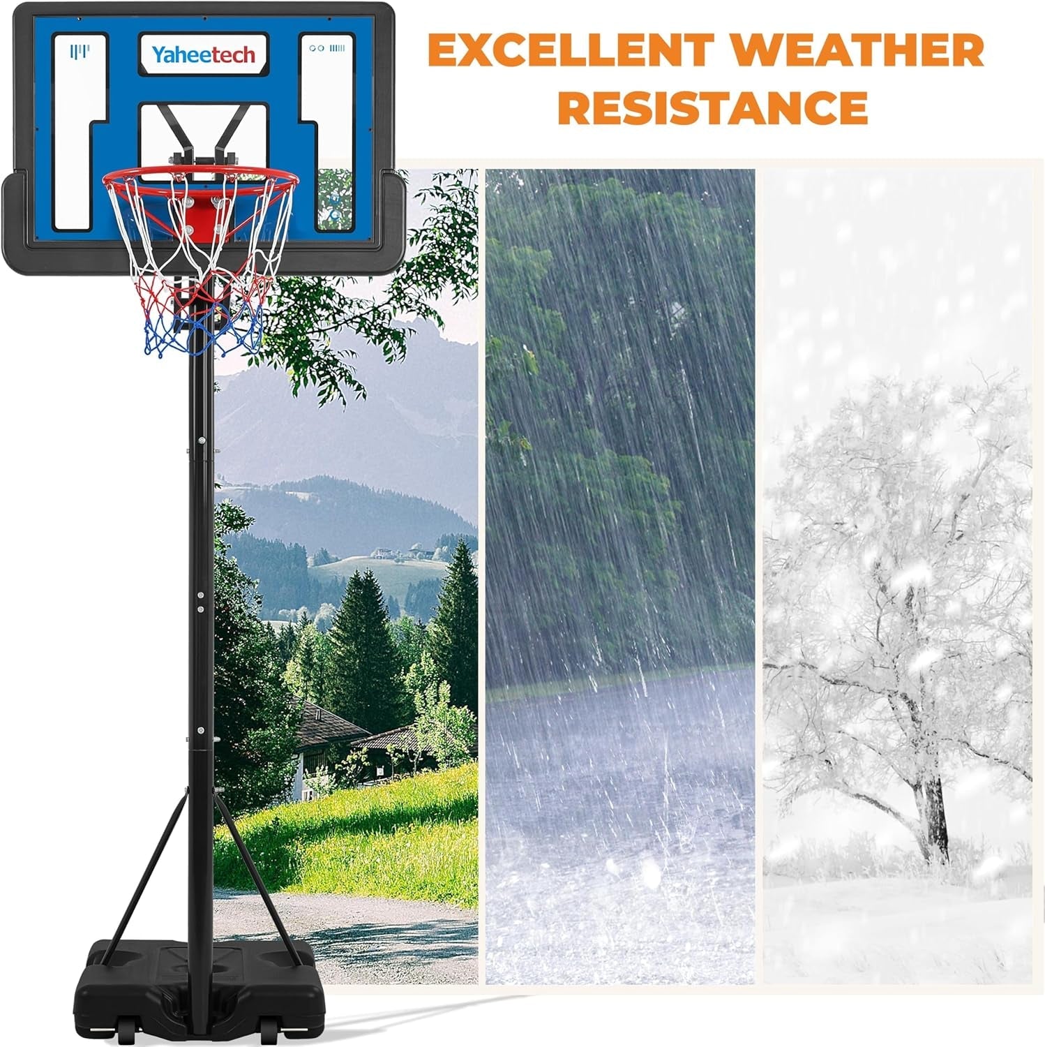 Portable Basketball Hoop Basketball Hoop Outdoor 9-11.5Ft Height Adjustable Basketball Goal Basketball Court for Adults with 39&