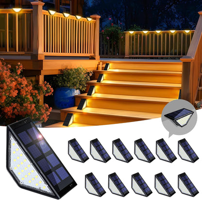 Solar Step Lights for Outside,24 Leds Solar Fence Lights Outdoor Waterproof Decor for Stair, Step, Deck, Fence, Front Porch, Balcony, Patio, Wall, Yard, Garden (12 Pack, Warm White)