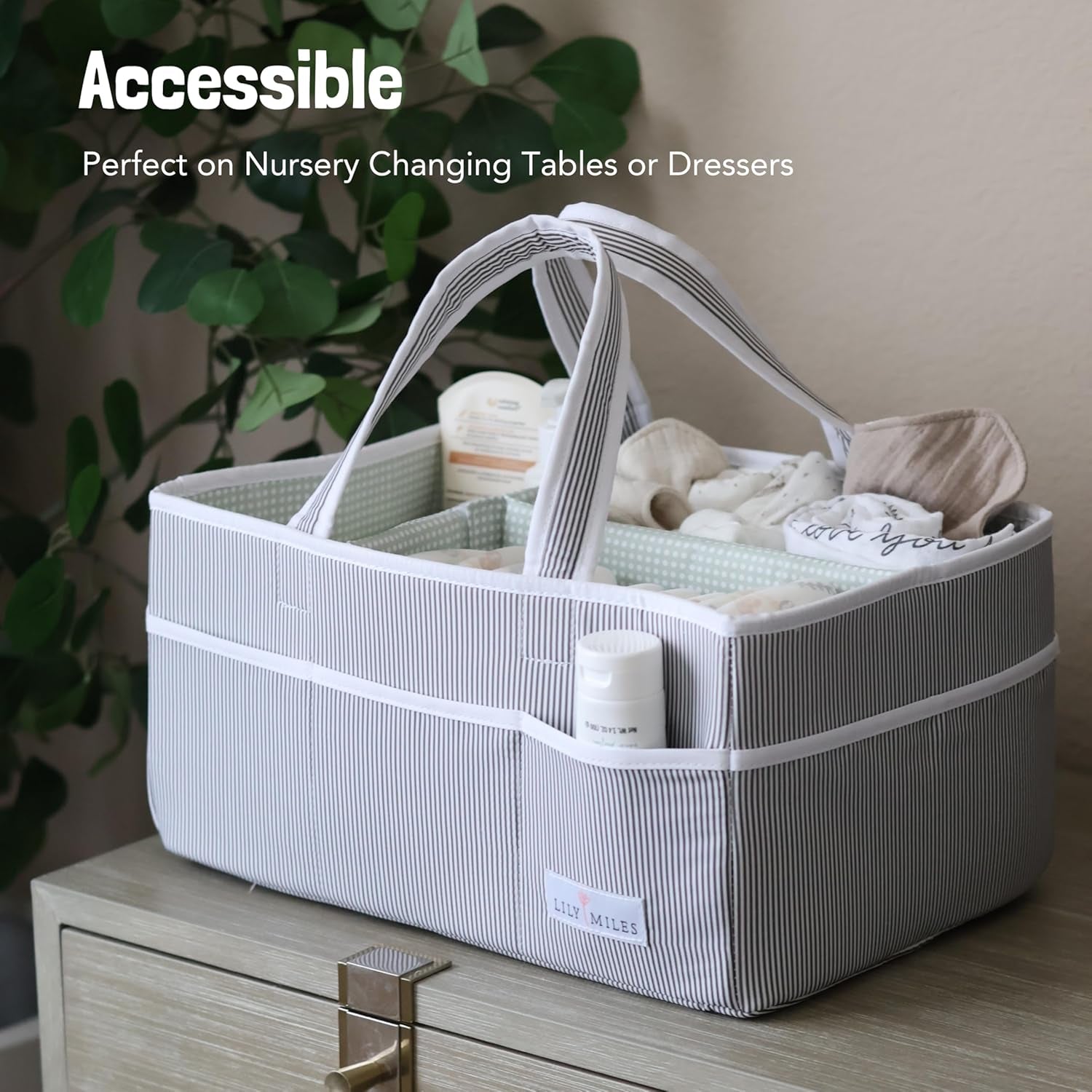 Baby Diaper Caddy - Large Organizer Tote Bag for Newborn Essentials Boy or Girl - Baby Shower Basket - Nursery Must Haves - Registry Favorites - Newborn Caddie Car Travel