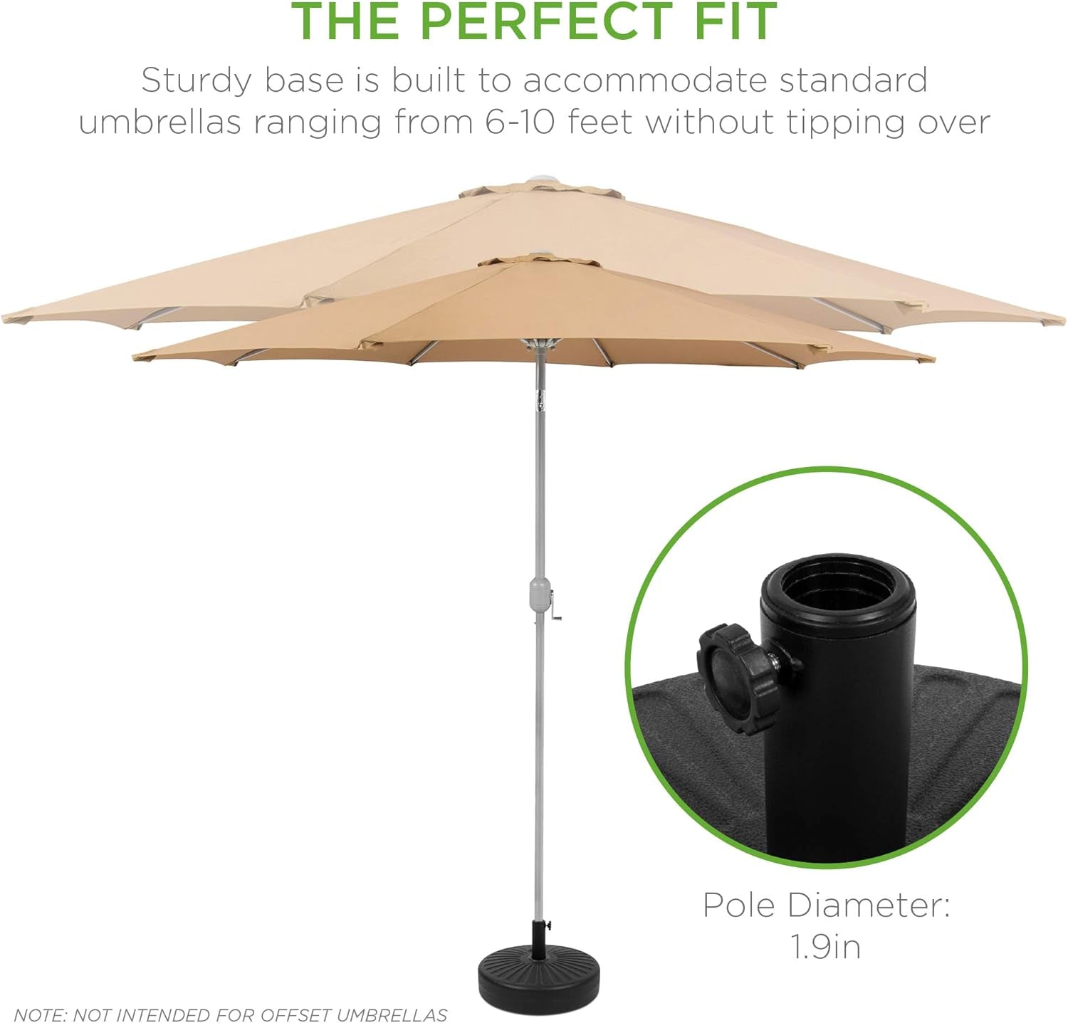 Fillable Umbrella Base Stand round Sunburst Plastic Patio Umbrella Base Stand, Pole Holder for Outdoor, Lawn W/ 55Lbs Weight Capacity, Adjustment Knob