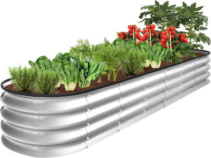 4X2X1Ft Outdoor Metal Raised Garden Bed, Oval Deep Root Planter Box for Vegetables, Flowers, Herbs, and Succulents W/ 51 Gallon Capacity, Rubber Edge Guard - Sage Green