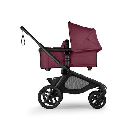 Kangaroo All-Terrain Single-To-Double Tandem Stroller for Infant and Toddler, for up to Three Kids, XL Wheels, One-Hand Operation, Large Bassinet, XL Underseat Storage (Dark Cherry)