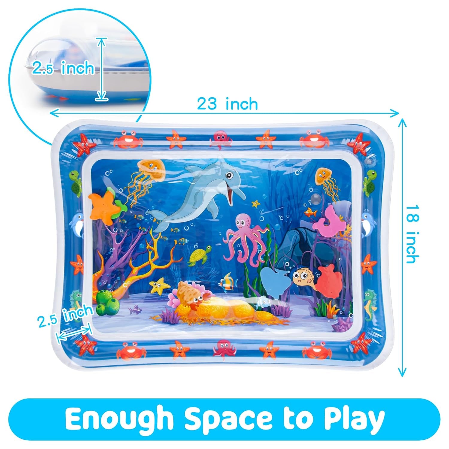 Tummy Time Water Mat丨Inflatable Tummy Time Water Play Mat for Babies, Infants and Toddlers 3 to 12 Months Promote Development Toys Baby Gifts