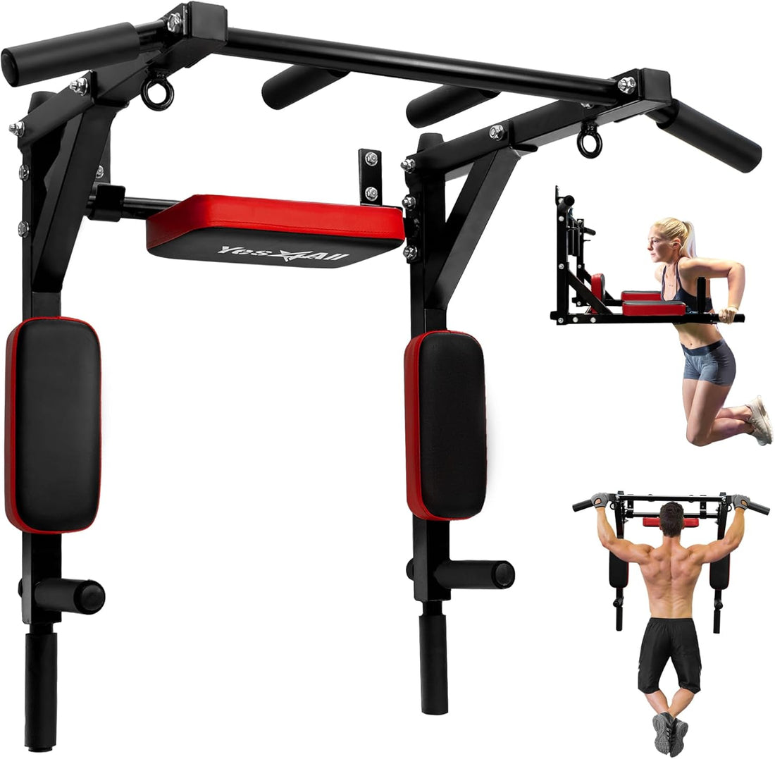 Multifunctional Wall Mounted Pull up Bar Chin up Bar Dip Station for Home Gym Workout, Power Tower Set Training Equipment Fitness Supports 515 Lbs