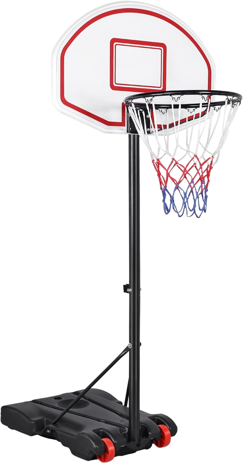 Portable Basketball Hoop for Kids Outdoor Basketball Goals Indoor Basketball Court Youth Adjustable Basketball Stand 6.4-8.2Ft Height Adjustable, Black/Red