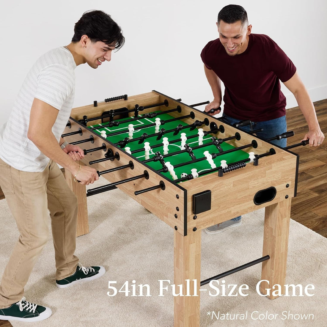 Large 54In Full-Size Foosball Table for Home, Game Room W/ 2 Balls, 2 Cup Holders