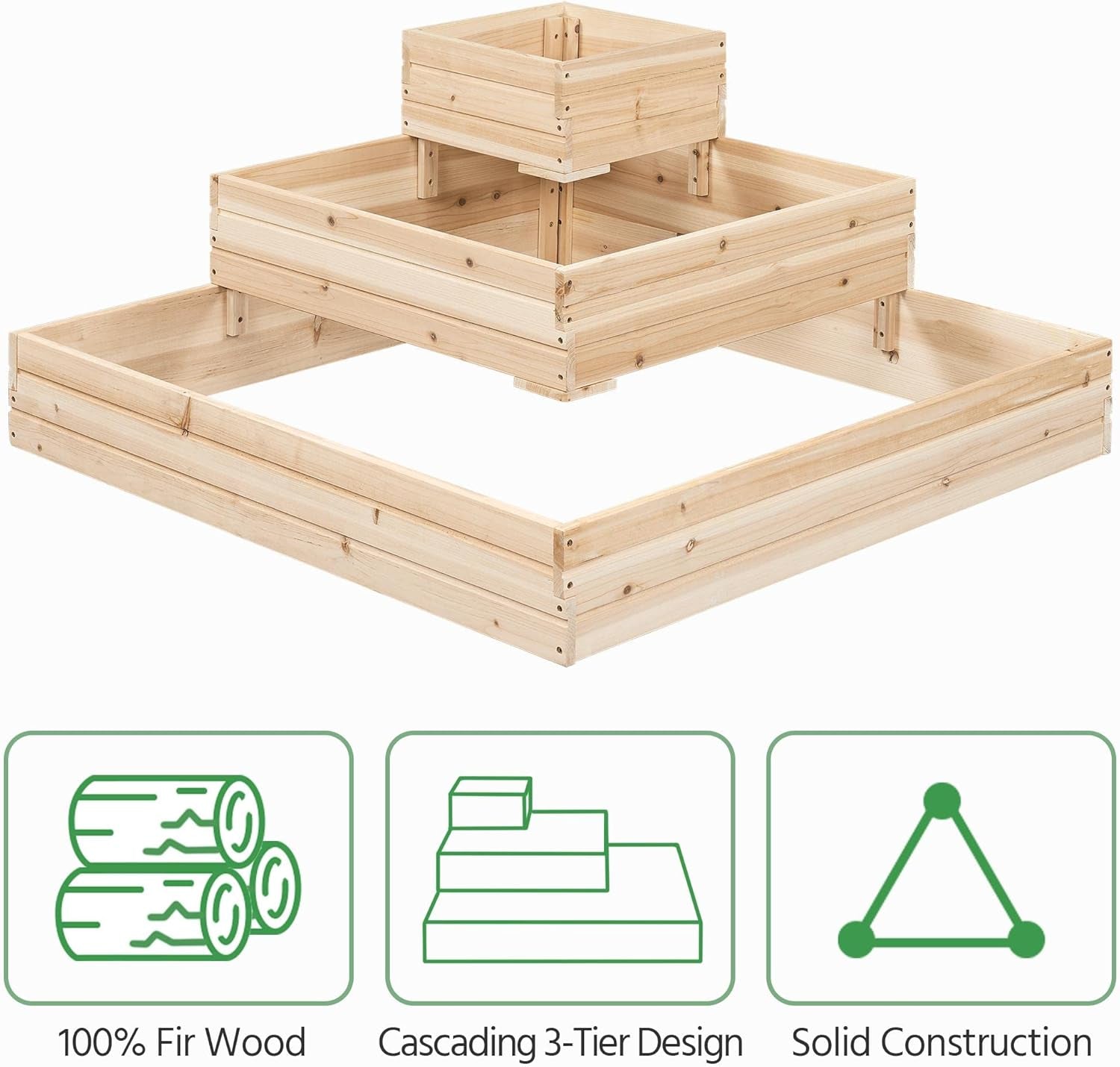 3 Tier Wooden Raised Garden Bed 44.5&