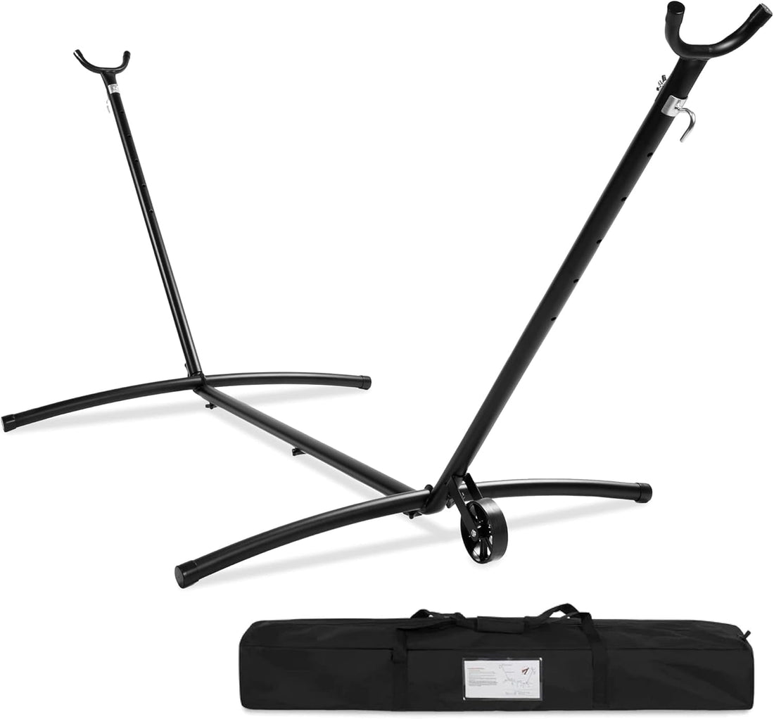 Portable Heavy-Duty 9Ft Steel Hammock Stand W/Built-In Wheel, Carrying Case, Weather-Resistant Finish, 450Lb Capacity