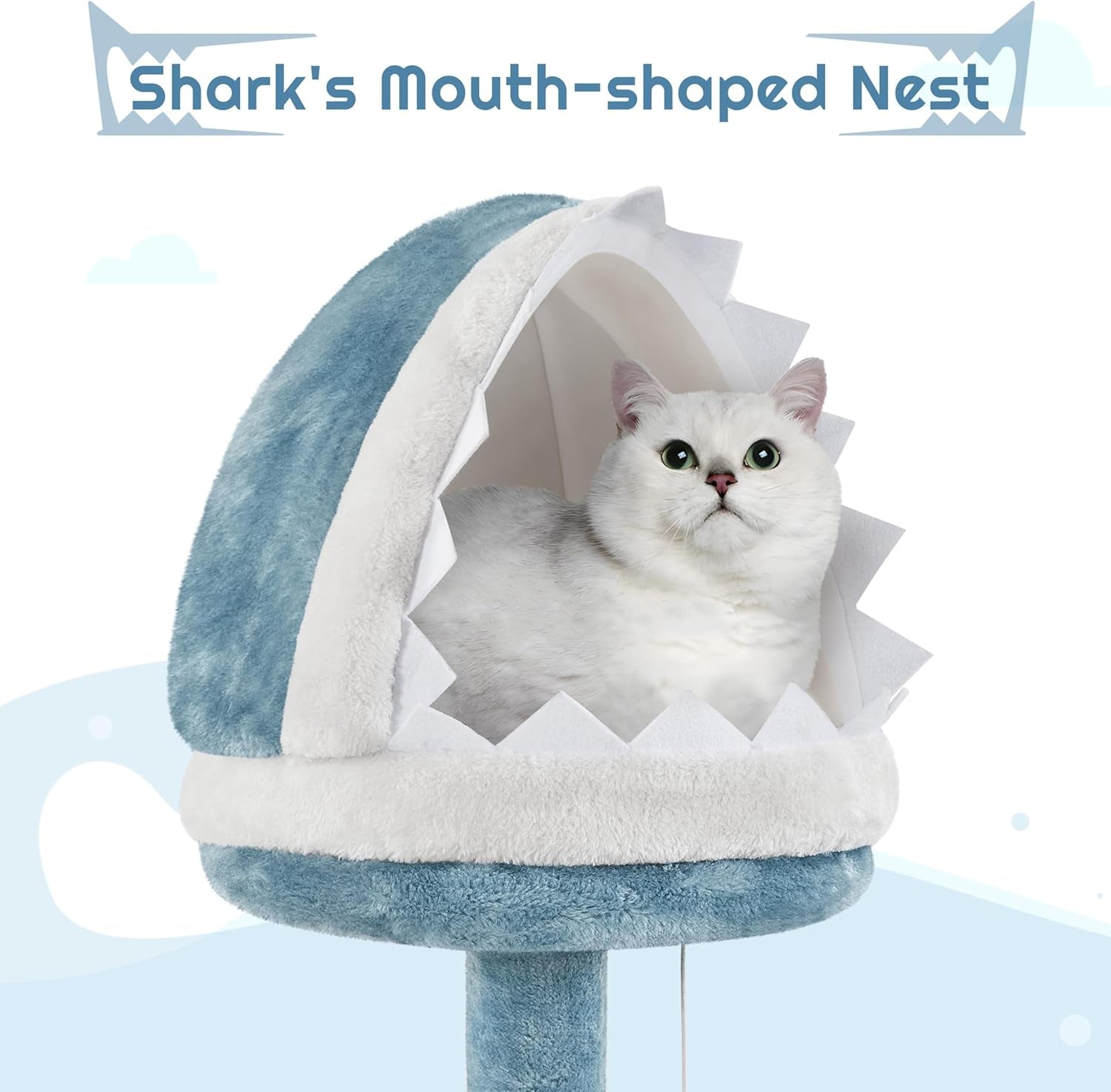 Cat Tree, 72.5Inch Ocean-Themed Cat Tree Tower, Multi-Level Large Cat Tree for Indoor Cats with Shark&