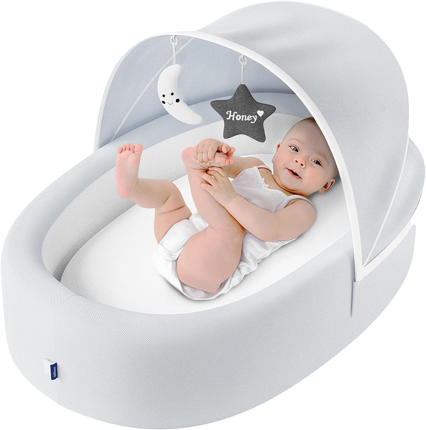 Premium Baby Lounger - Must Have Baby Bassinet for Newborn, Infant and Toddler - Baby Nest Lounger - Baby Shower - Baby Registry - Grey