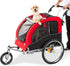 2-In-1 Dog Bike Trailer, Pet Stroller Bicycle Carrier W/Hitch, Suspension, Visibility Flag and Reflectors, 66Lb Weight Capacity