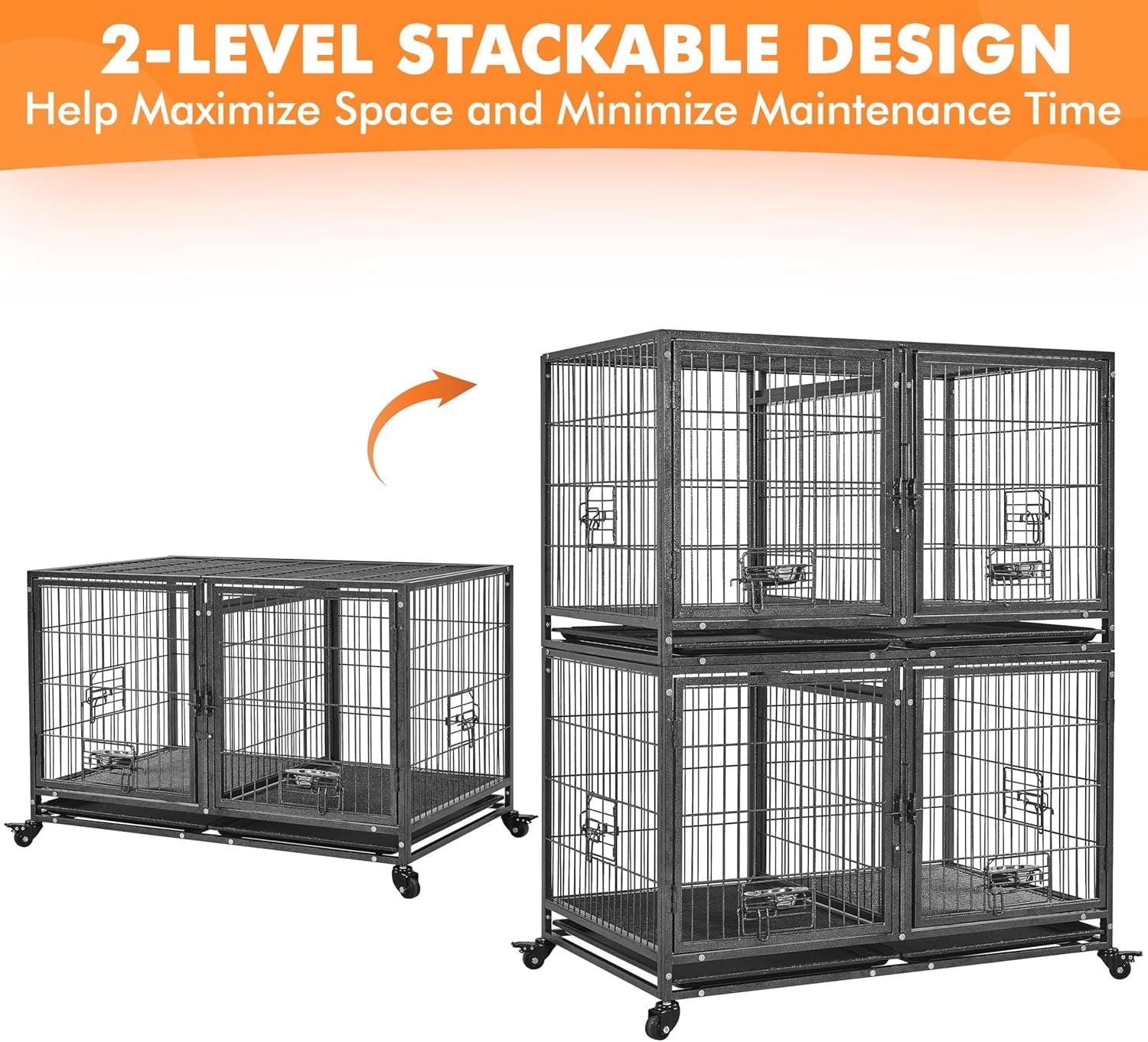 Stackable Dog Crate with Divider 43&