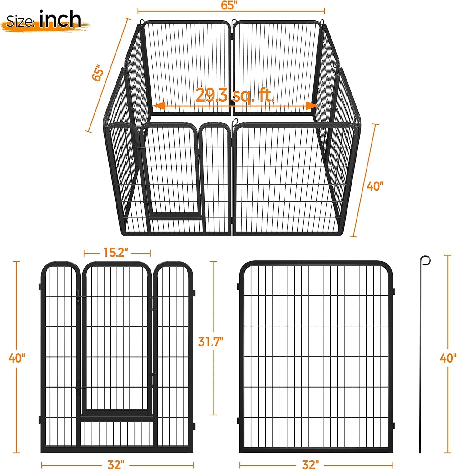 40In X 21Ft Decorative Garden Fence Rustproof Folding Fencing Landscape Patio Flower Bed Animal Barrier Border for Dog Outdoor Fences Black