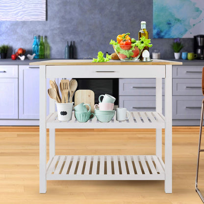 Kitchen Island with Solid American Hardwood Top, Natural/White, 40&quot; W (373-91)