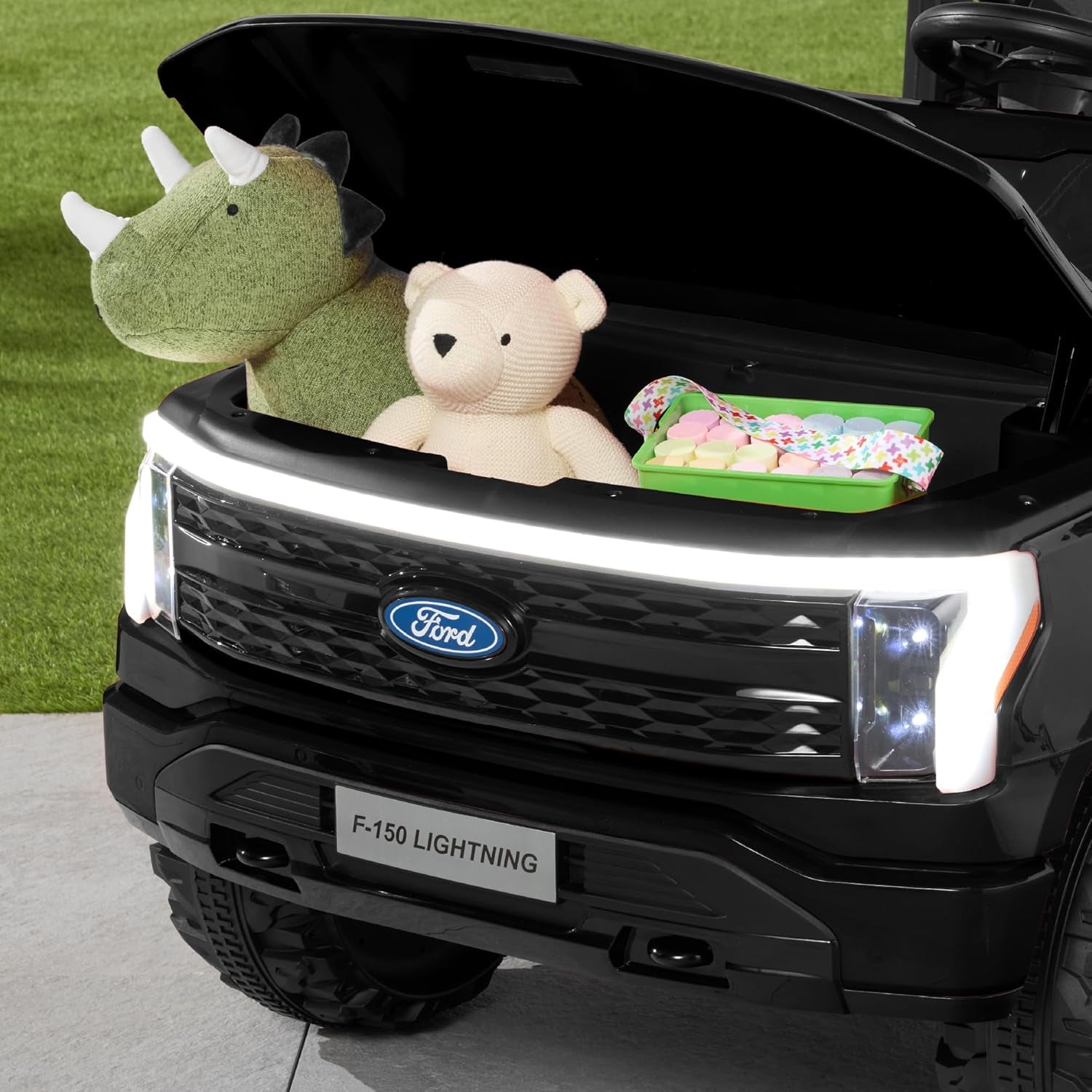 Licensed Ford F-150 Lightning Truck Kids 24V 2-Seater Electric Ride on Car Toy W/ 132Lb Weight Capacity, Parent Control - Black