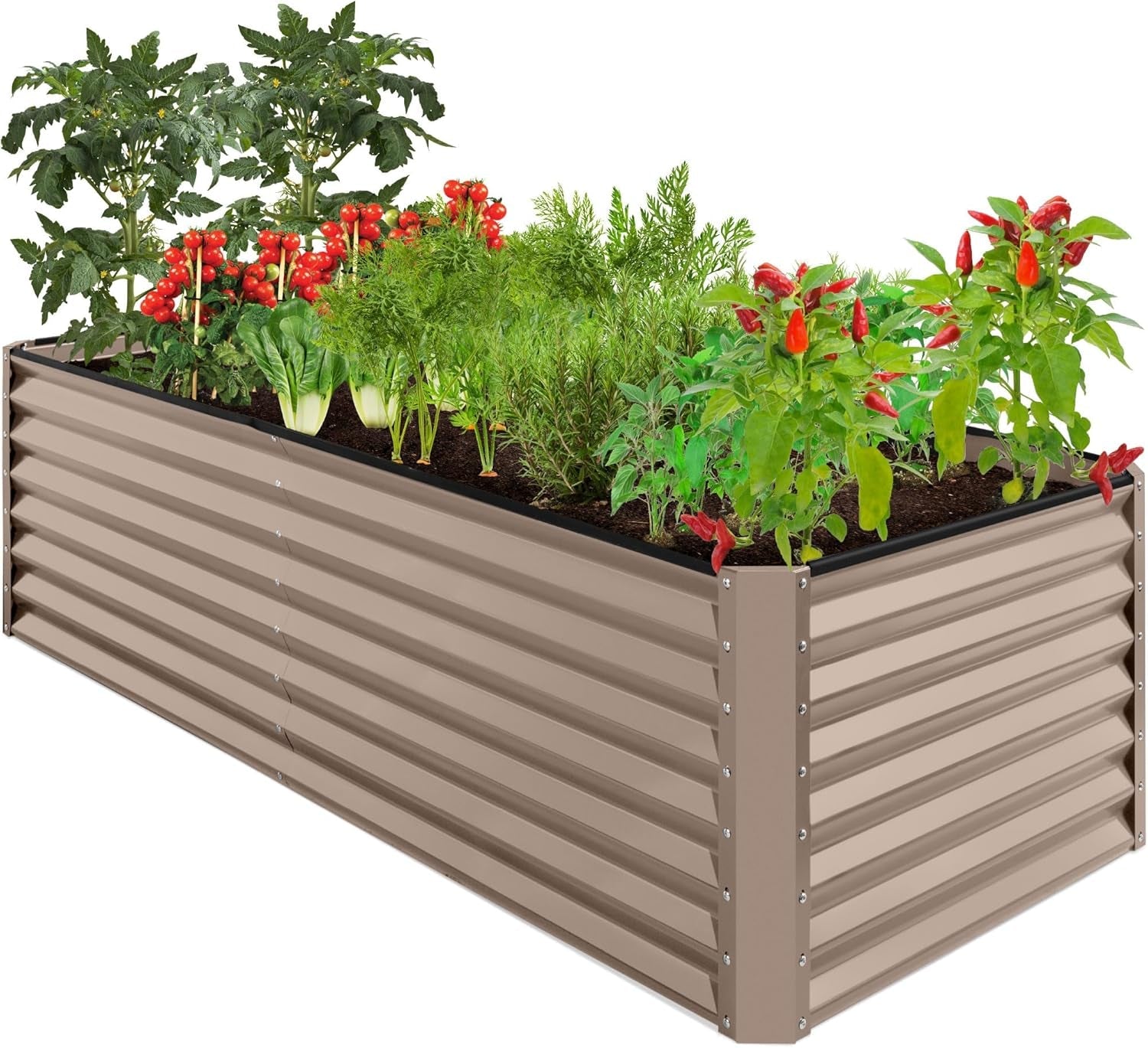 8X4X2Ft Outdoor Metal Raised Garden Bed, Deep Root Planter Box for Vegetables, Flowers, Herbs, and Succulents W/ 478 Gallon Capacity - Gray