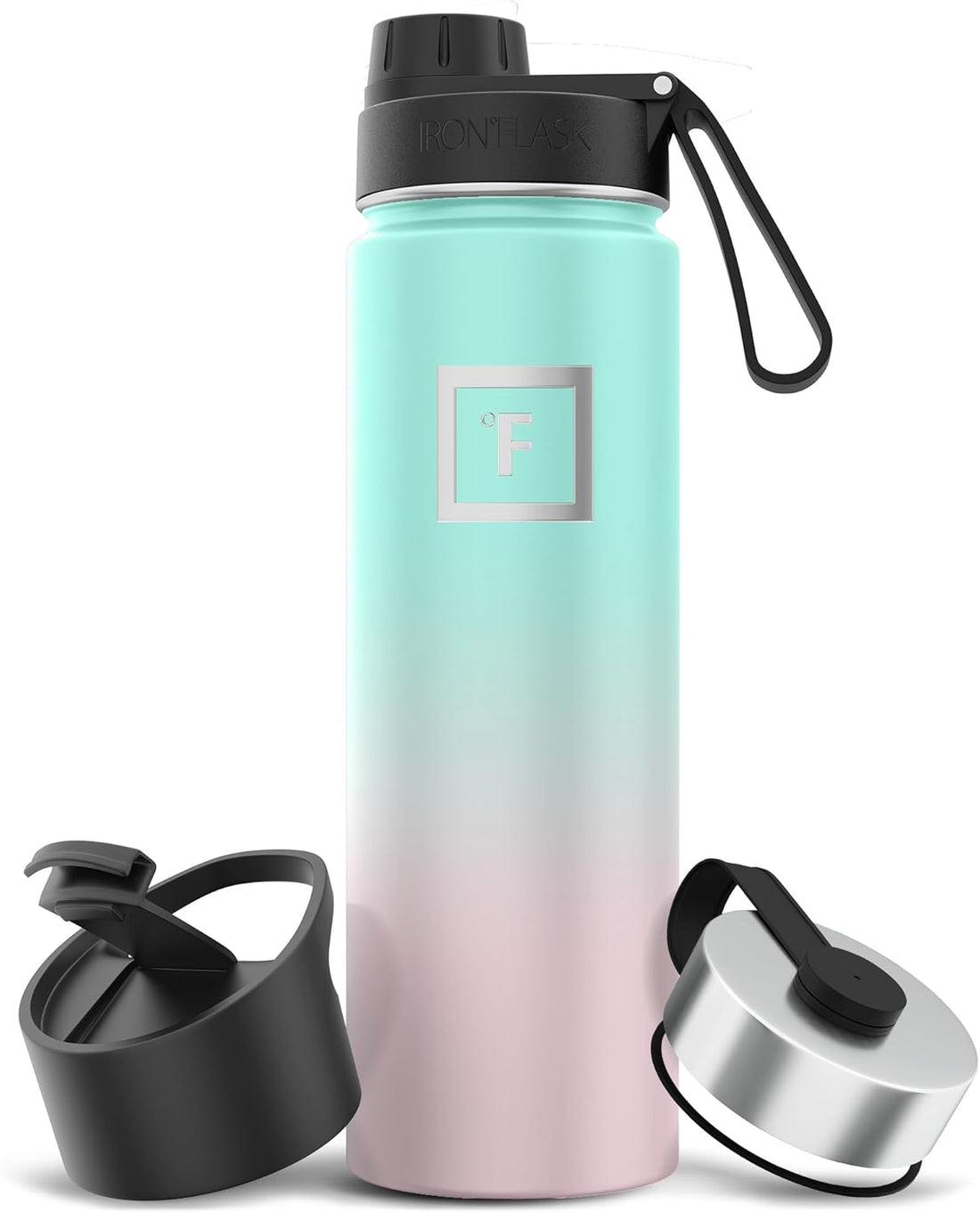 Camping &amp; Hiking Hydration Flask with 3 Lids - Stainless Steel, Double Walled &amp; Vacuum Insulated Water Bottle - Leak Proof &amp; BPA Free (Bubble Gum, Straw - 22 Oz)