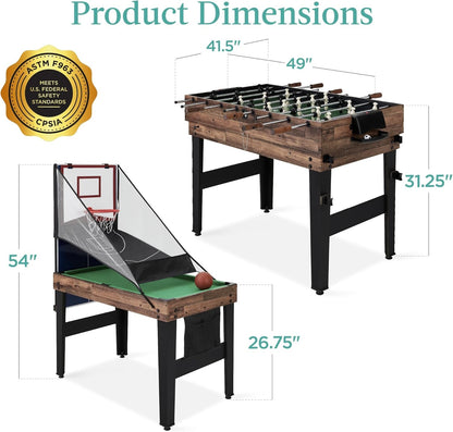 13-In-1 Combo Game Table Set for Home, Game Room, Friends &amp; Family W/Ping Pong, Foosball, Basketball, Air Hockey, Archery, Chess, Checkers, Shuffleboard, Bowling