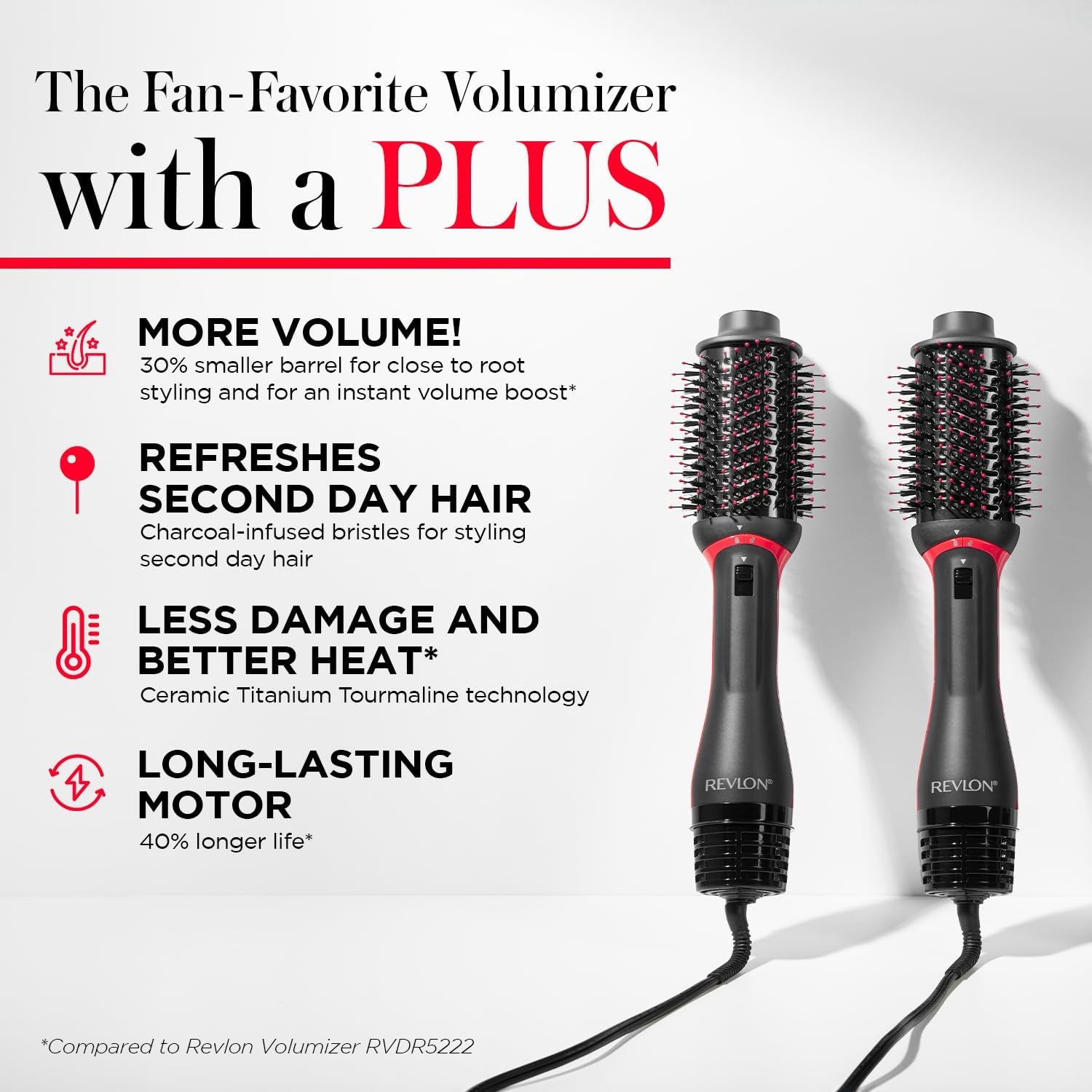 One-Step Volumizer plus Hair Dryer and Styler, Enhanced Motor for Less Frizz, More Shine, and Reduced Heat Damage for Salon Style round Brush for Blowout, Black (Amazon Exclusive)