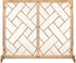 44X33In 2-Panel Handcrafted Wrought Iron Decorative Mesh Geometric Fireplace Screen, Fire Spark Guard W/Magnetic Doors - Gold