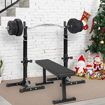 Pair of Adjustable Squat Rack Standard 44-70 Inch Barbell Rack Solid Steel Squat Stands Bench Press Rack Home Gym Portable Dumbbell Racks Stands