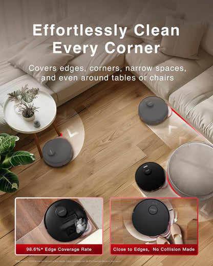 M12 PRO+ Robot Vacuum and Mop, 11000Pa Strong Suction, Zerotangle Technology, Truedge Deep Mopping, Auto Mop Washing/Drying, Auto-Lift Mopping, Mini Omni Station, Black