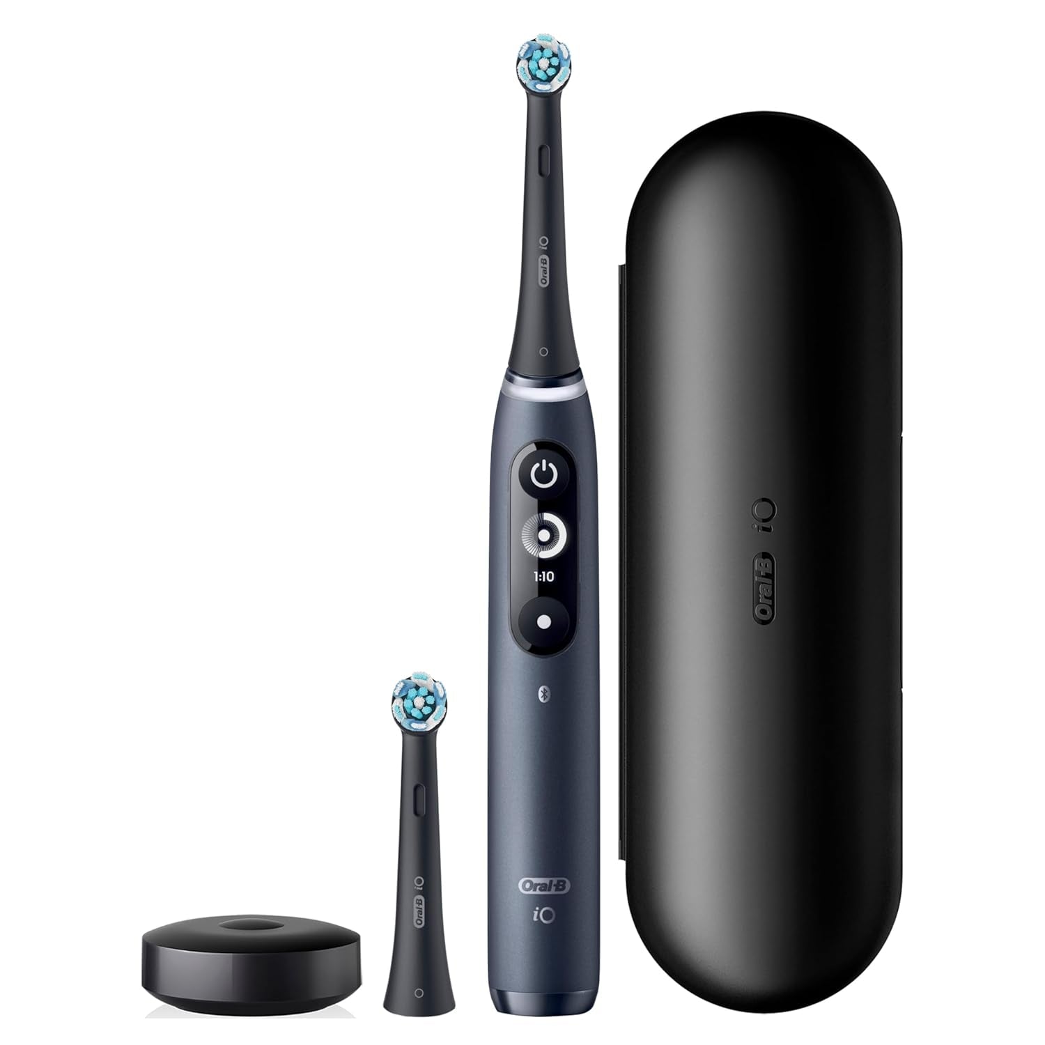 Io Deep Clean + Protect Rechargeable Electric Toothbrush, Black with a Io Series 7 Toothbrush, 2 Replacement Brush Heads, and a Charging Travel Case