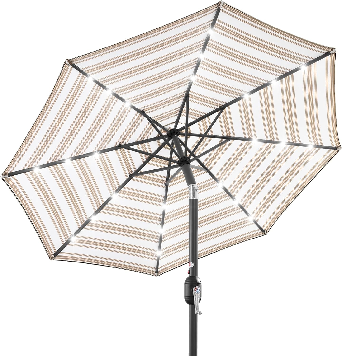 10Ft Solar Polyester LED Lighted Patio Umbrella W/Tilt Adjustment and Uv-Resistant Fabric - Tan