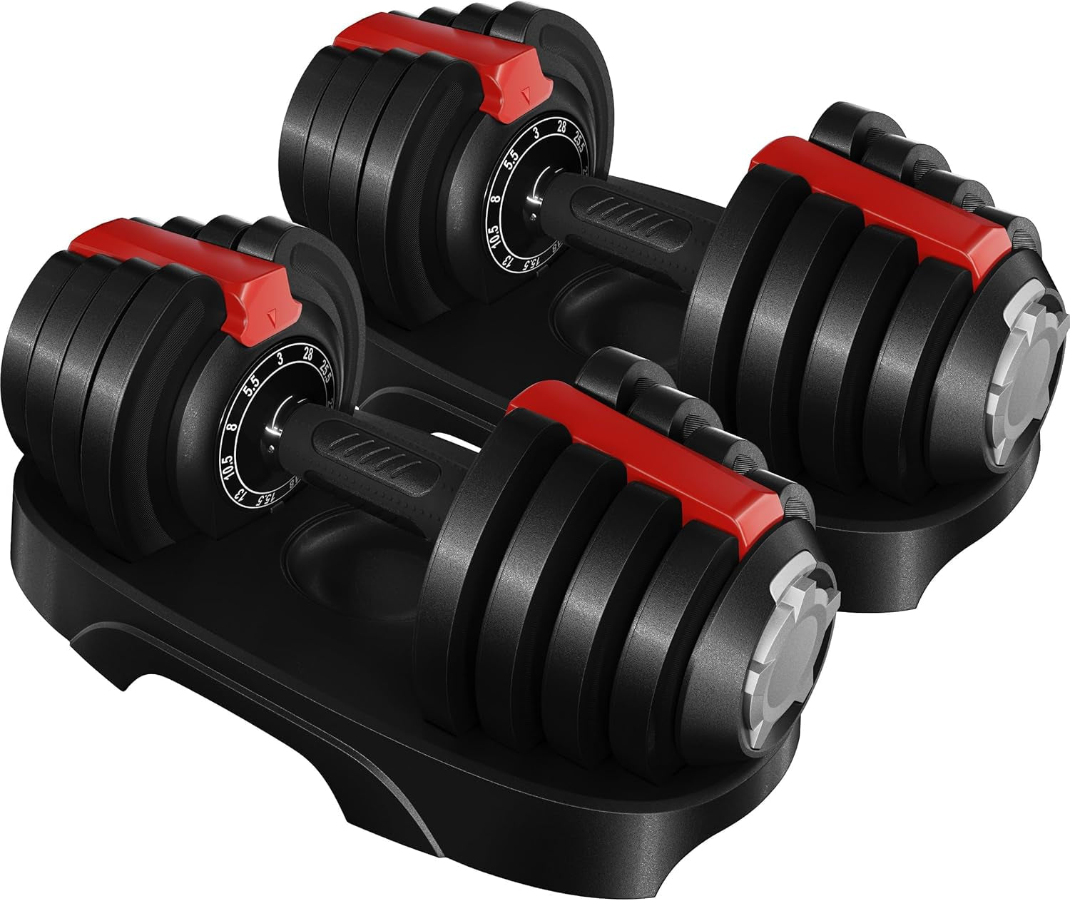 Adjustable Dumbbell Set 28/40/52.5/90LBS Adjustable Dumbbells Fast Adjust Dumbbell Weight Set with Anti-Slip Handle and Tray for Men/Women Home Gym Strength Training Equipment Single/Pair