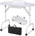 37-Inch Portable & Foldable Manicure Table Nail Desk Workstation with Large Drawer/Client Wrist Pad/Controllable Wheels/Carrying Case for Spa Beauty Salon White, 1 Count (Pack of 1)