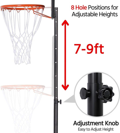 Kids Basketball Hoop Basketball Goals Outdoor Basket Ball Hoop for Kids 7-9Ft Height Adjustable Basketball Court with 32&