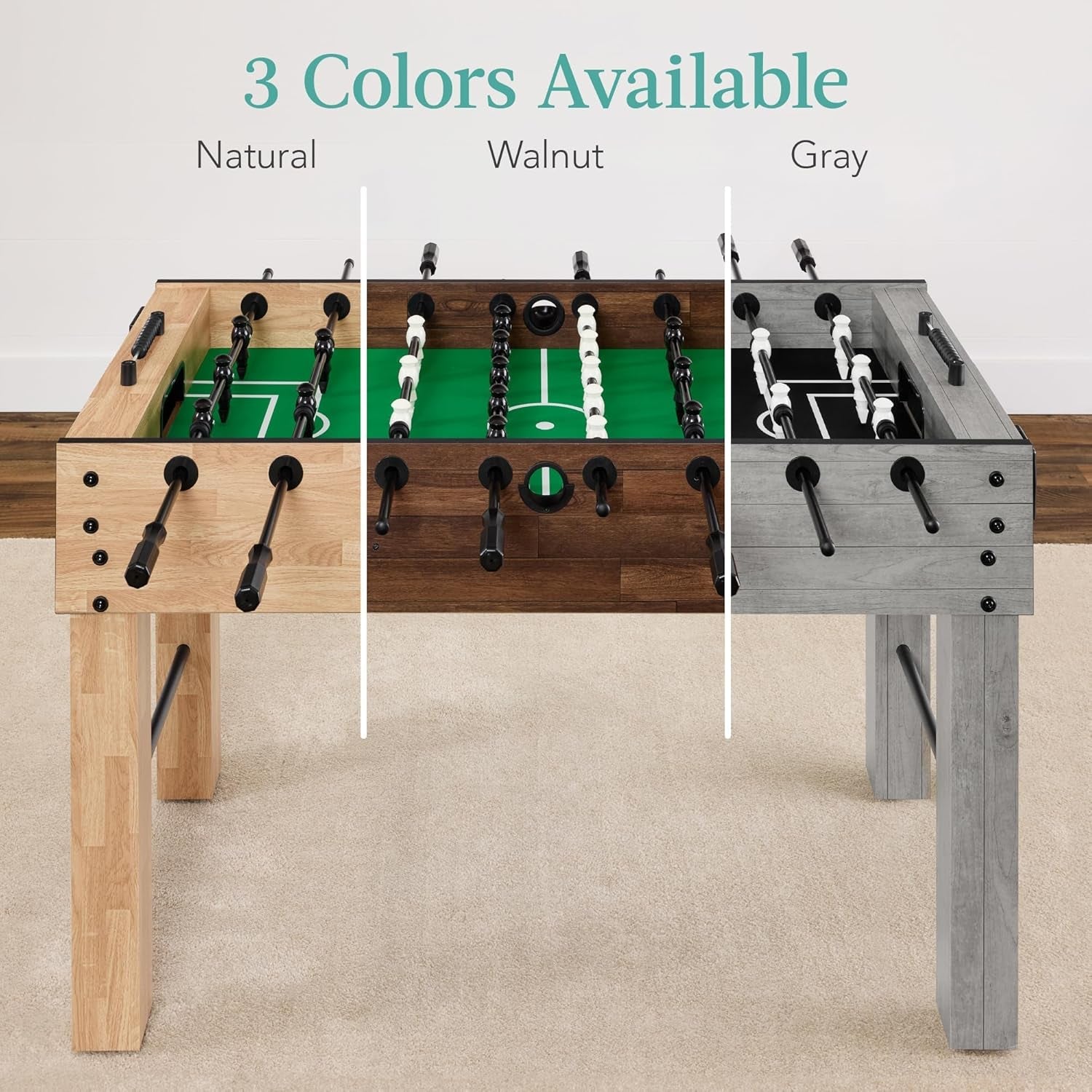 Large 54In Full-Size Foosball Table for Home, Game Room W/ 2 Balls, 2 Cup Holders