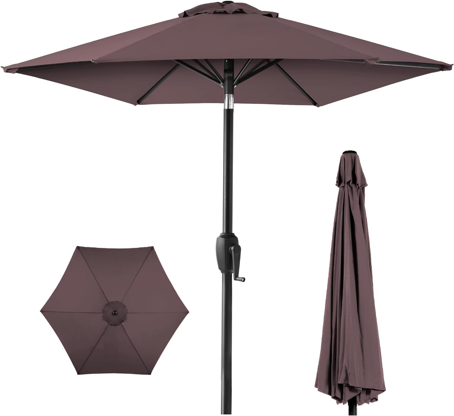 7.5Ft Heavy-Duty round Outdoor Market Table Patio Umbrella W/Steel Pole, Push Button Tilt, Easy Crank Lift - Navy Blue