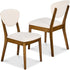 Dining Chairs Set of 2, Mid-Century Modern Upholstered Wood, Armless W/Seat Cushion, Padded Backrest - Walnut/Cream