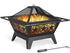 32In Outdoor Fire Pit Metal Square Firepit Wood Burning Backyard Patio Garden Beaches Camping Picnic Bonfire Stove with Spark Screen, Log Poker