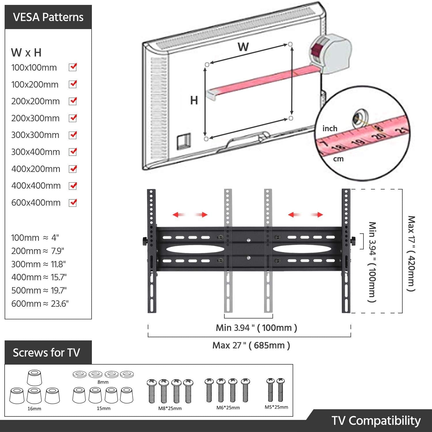 Mobile TV Stand, Adjustable Rolling TV Cart W/ Locking Wheels for 32-75&quot; LCD LED Plasma Flat Panel Screen TV up to 110LB, Portable TV Cart Stand W/ Flexible Laptop Shelf, Max. VESA 600X400