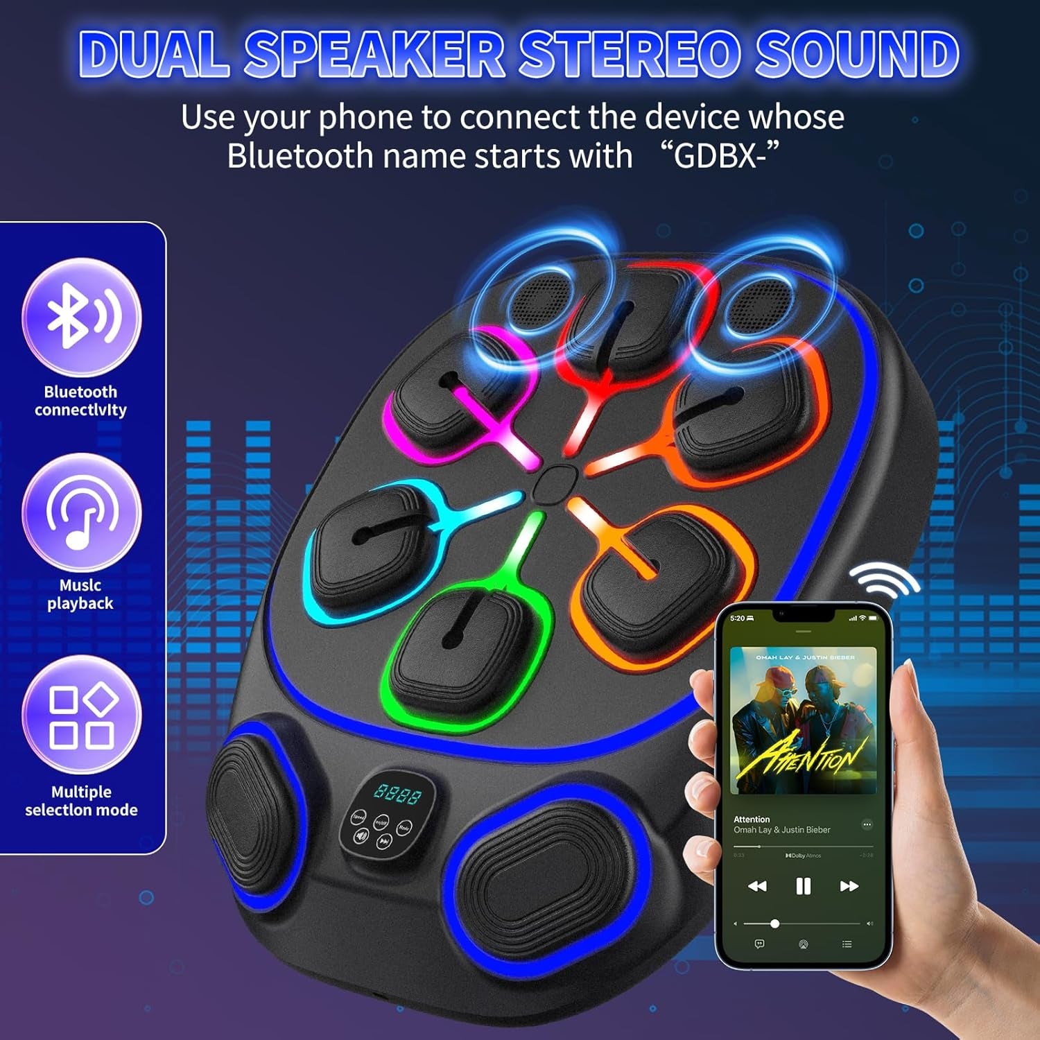 2025 Smart Music Boxing Machine for Kids and Adults, LED Wall-Mounted Bluetooth Training System with Boxing Gloves, Home Workout Equipment for Fitness and Stress Relief