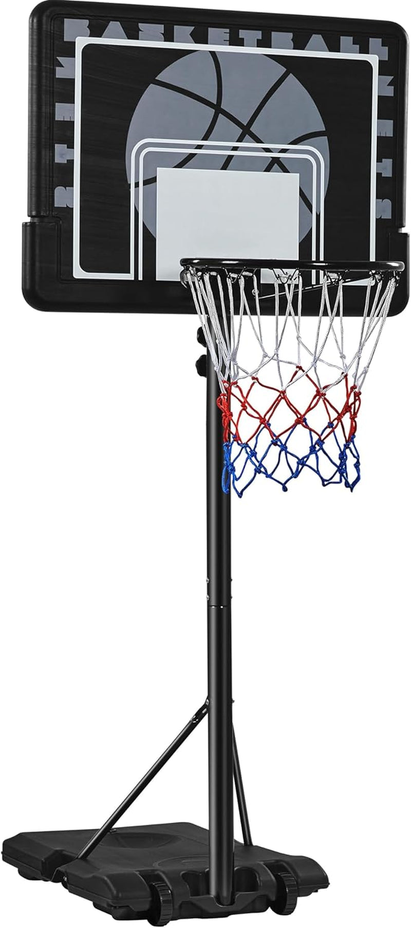 Kids Basketball Hoop Outdoor Stand Portable Basketball Goal System Set 7.6-8.6Ft Height Adjustable with PE Backboard W/ 2 Wheels Use for Indoor &amp; Outdoor Sports