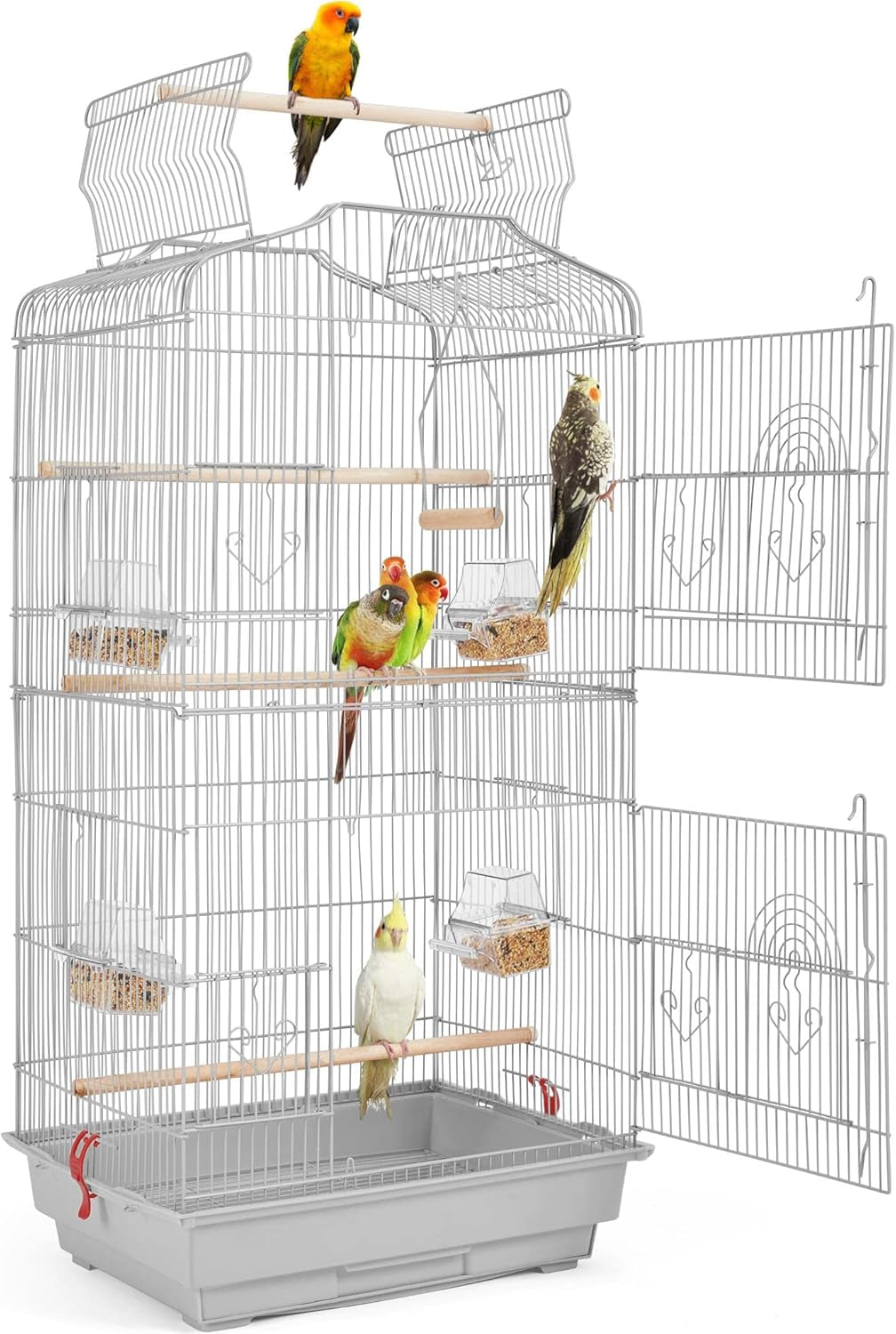 41-Inch Open Top Medium Bird Cages for Parakeets Finches Canaries Lovebirds Small Quaker Parrots Cockatiels Budgie Green Cheek Conure Travel Pet Flight Birdcage