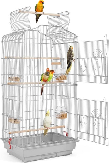 41-Inch Open Top Medium Bird Cages for Parakeets Finches Canaries Lovebirds Small Quaker Parrots Cockatiels Budgie Green Cheek Conure Travel Pet Flight Birdcage