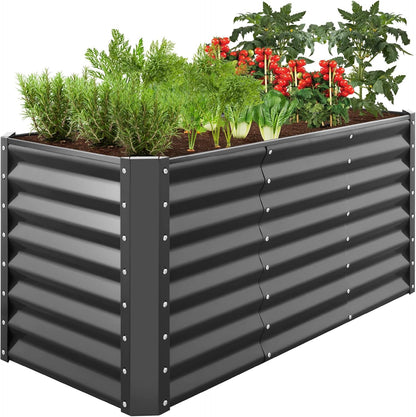 8X4X2Ft Outdoor Metal Raised Garden Bed, Deep Root Planter Box for Vegetables, Flowers, Herbs, and Succulents W/ 478 Gallon Capacity - Gray