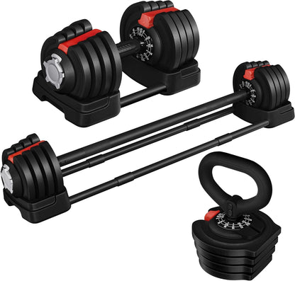 Adjustable Dumbbell Set Free Weight Dumbbells 40Lbs/52.5Lbs/90Lbs Fast Adjust Dumbbells Dumbbell Weight Set, with Tray for Men/Women Strength Training Equipment