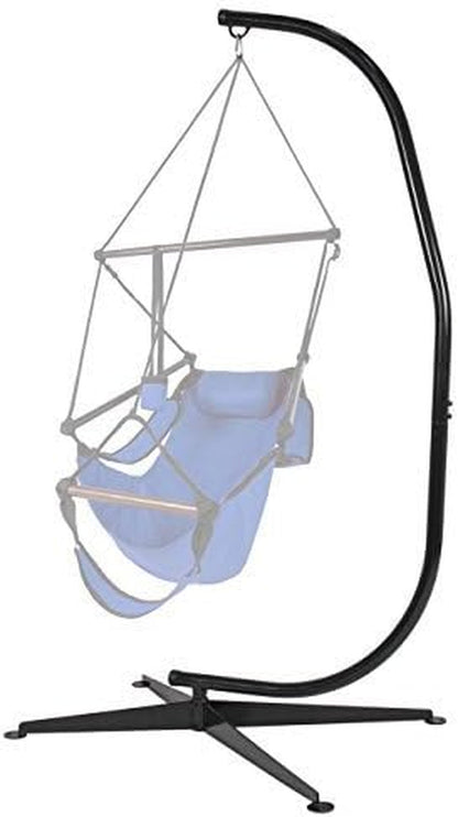 Metal Hanging Hammock C-Stand for Chair/Weather-Resistant Finish, Offset Base - Stand Only - Black