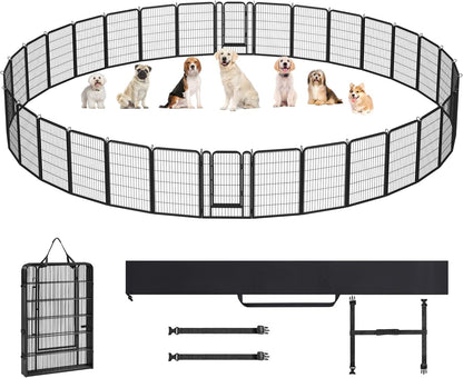 8 Panels Dog Playpen, Metal 40&quot; Dog Fence with Easy-Carry Straps&amp;Stakes Storage Bag for RV Camping Dog Pen Play Pen for Small/Medium/Large Dogs