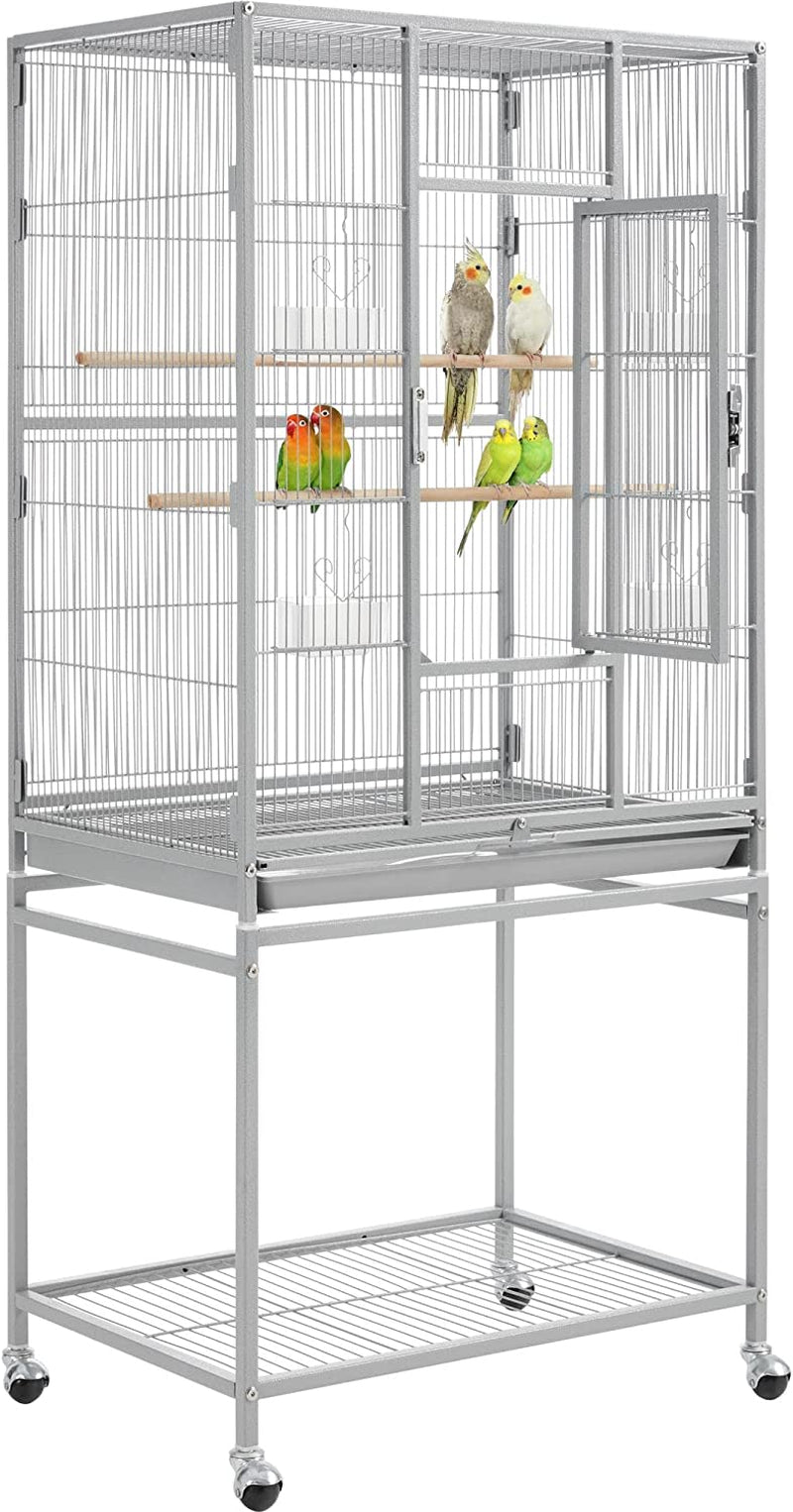 54-Inch Wrought Iron Standing Large Parrot Parakeet Flight Bird Cage for Small Parrot Sun Parakeet Green Cheek Conure Lovebird Budgie Finch Canary Bird Cage with Stand