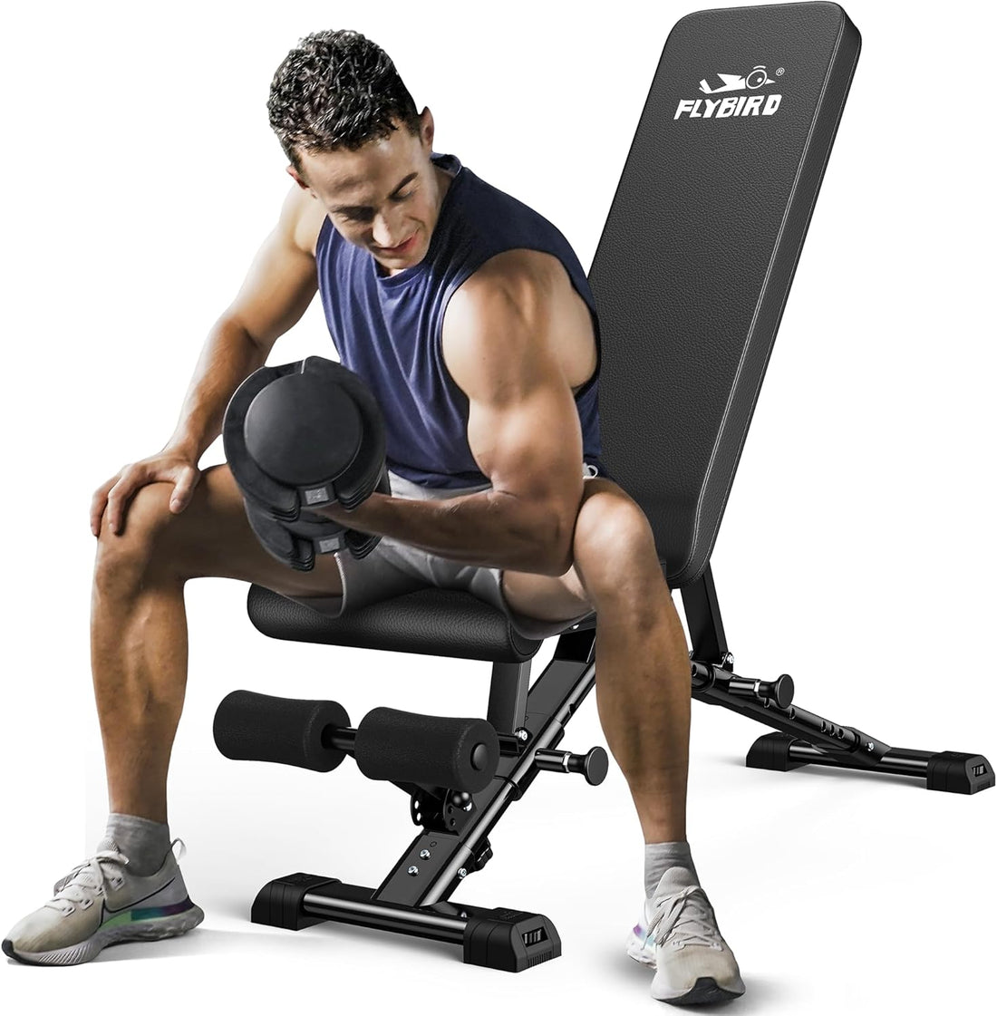 Weight Bench, Adjustable Strength Training Bench for Full Body Workout with Fast Folding-New Version