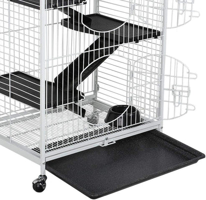 52-Inch Rat Cage Multi Level Rolling Pet Cage for Ferret/Chinchilla/Squirrels/Bunny with Water Bottle, White