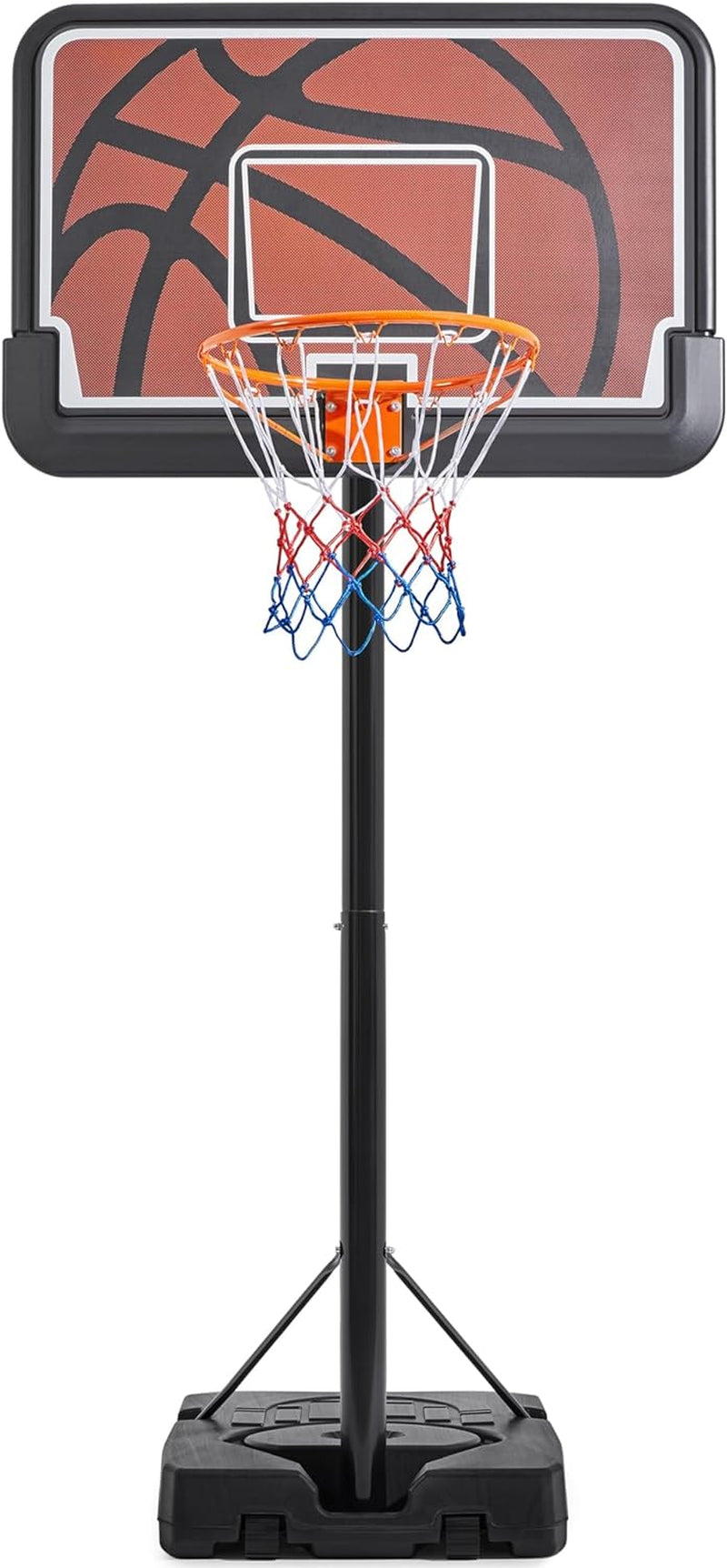 Basketball Hoop Outdoor Basketball Goal 9.6-12Ft Height Adjustable Portable Basketball Hoops with 44 Inch Backboard and 2 Wheels Black/Orange