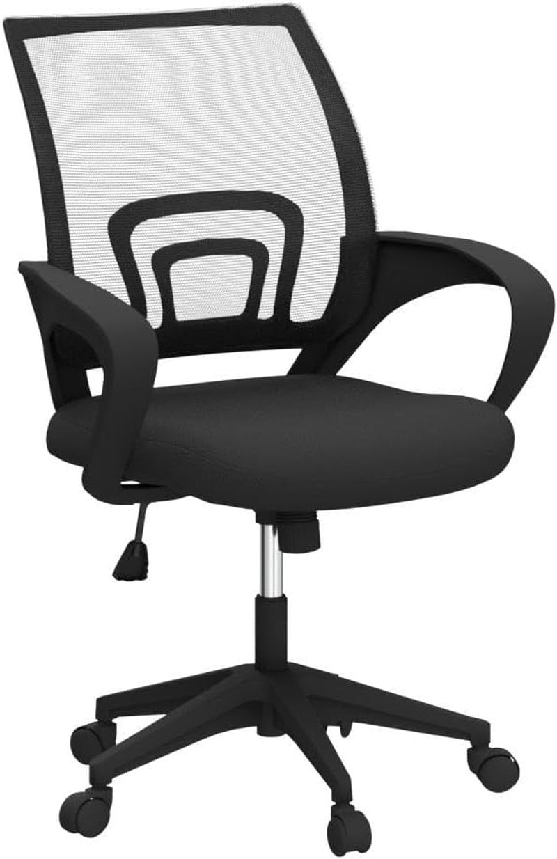 Office Chair Mid Back Swivel Lumbar Support Desk Chair, Height Adjustable Computer Ergonomic Mesh Chair with Armrest Black, 2-Pack